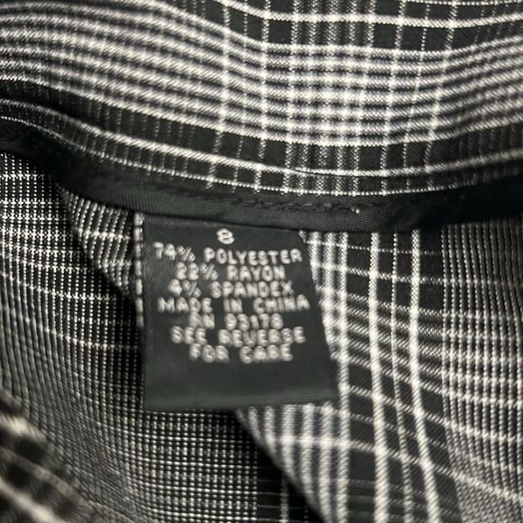 Grace Elements Women’s Black White Plaid A Line Flowy Skirt Size 8 - Picture 5 of 5